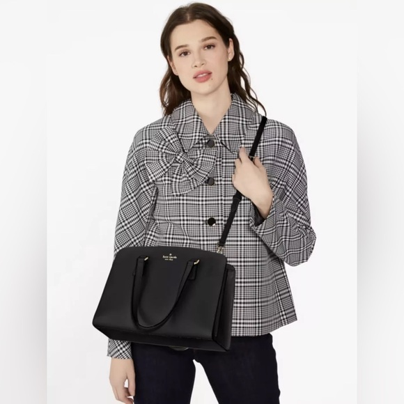 Kate Spade Black Saffiano Leather Perry Medium Satchel NWT - Picture 6 of 13